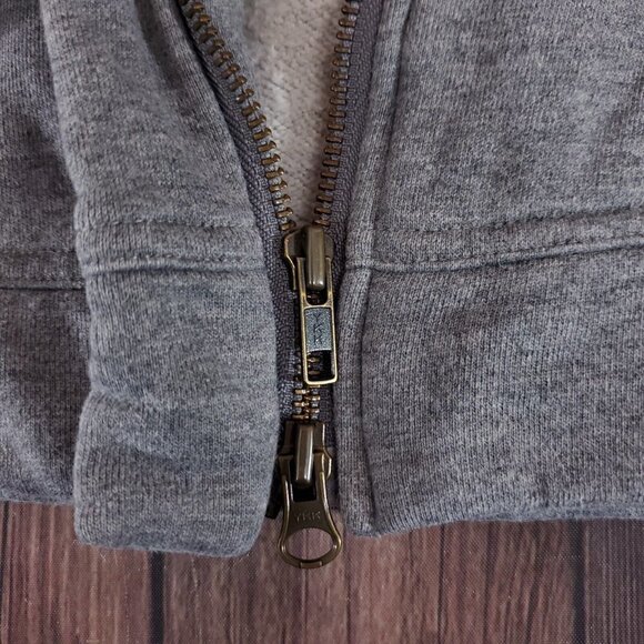 Soft Surroundings Womens Small Gray Hooded Toggle Coat Full Zip Cotton Fleece - Picture 11 of 16